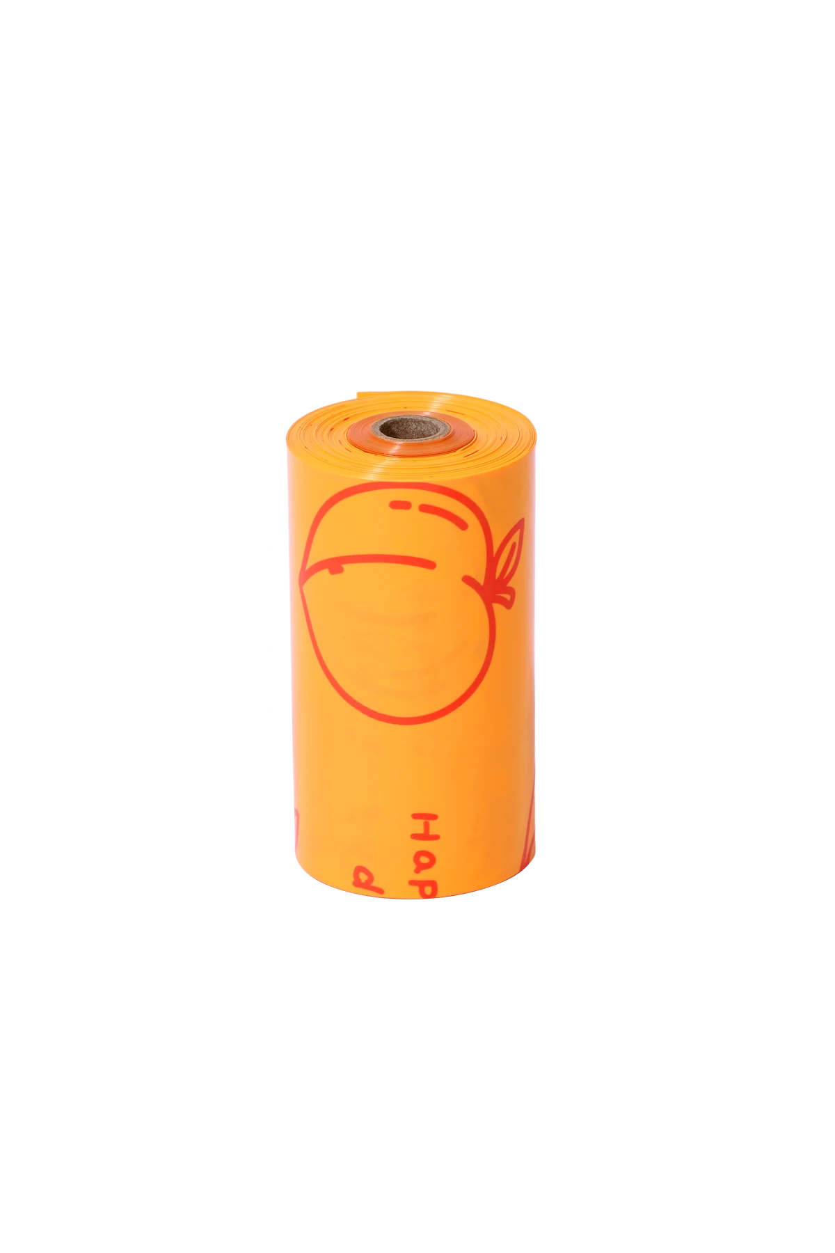 A roll of peach-printed bags
